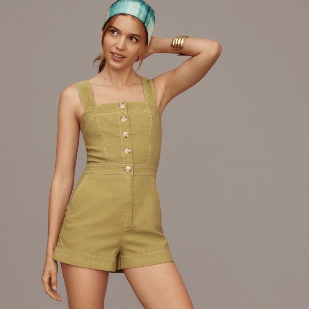 Anthropologie Portside Button-Front Romper by Maeve 8